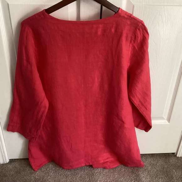 Camille & Co 100% Linen From Italy Asymmetrical Hemline Pinkish-Red Size Medium - Picture 2 of 5